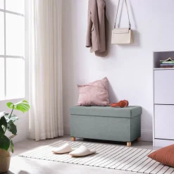 Fashion SONGMICS Banc de rangement 65L gris foncé