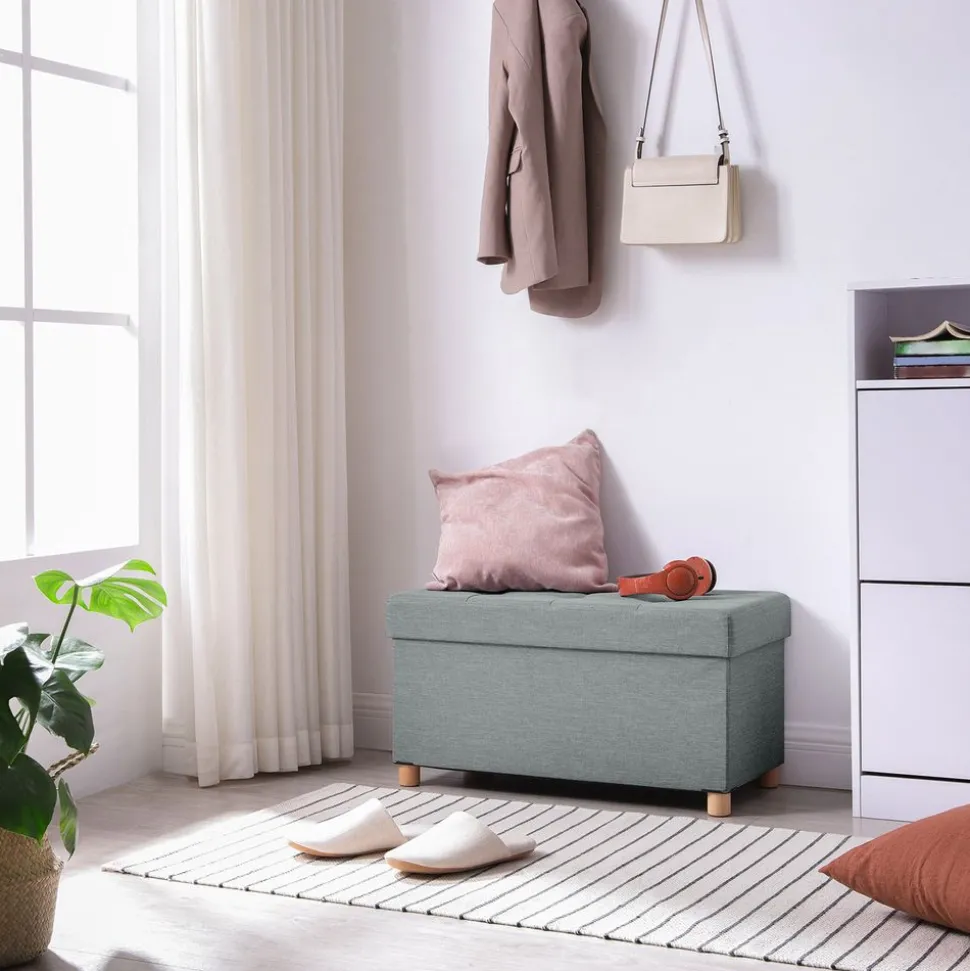 Fashion SONGMICS Banc de rangement 65L gris foncé