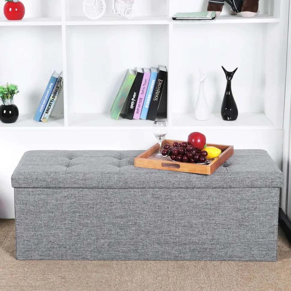 Best Sale SONGMICS Banc de rangement 120L gris clair