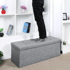 Best Sale SONGMICS Banc de rangement 120L gris clair