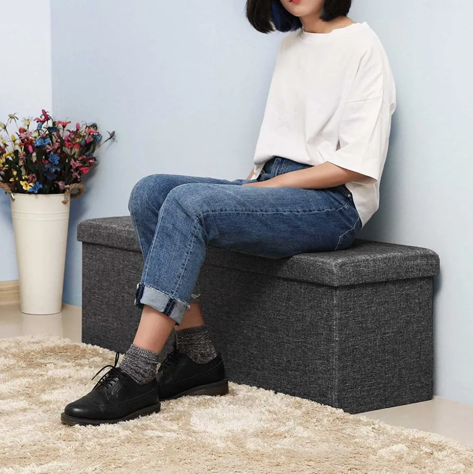 Best Sale SONGMICS Banc de rangement 120L gris clair