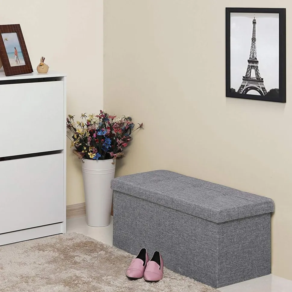 Cheap SONGMICS Banc de rangement 86L gris clair Marron Rustique