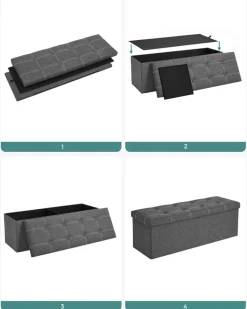 Hot SONGMICS Banc rangement 120L Gris Foncé