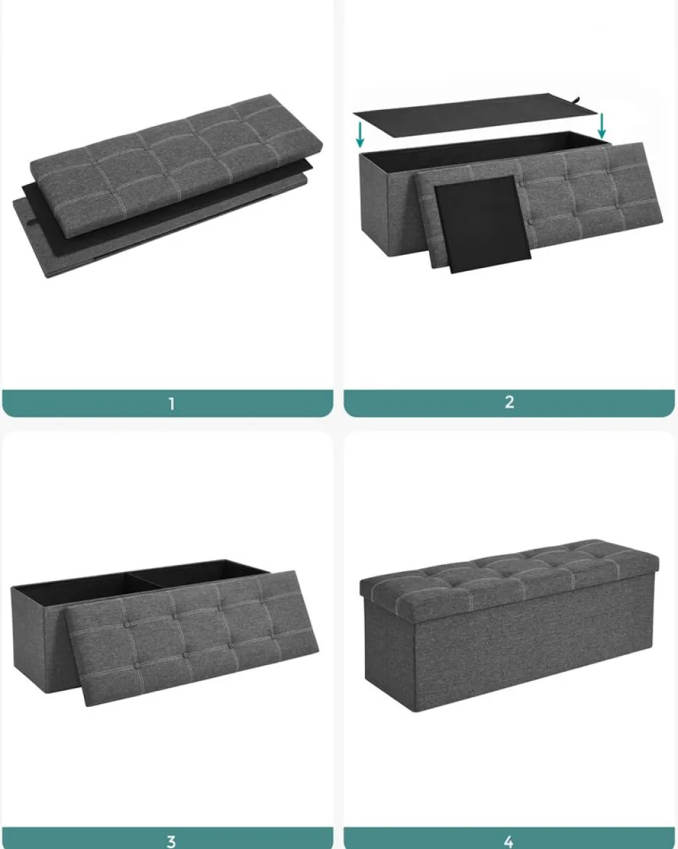 Hot SONGMICS Banc rangement 120L Gris Foncé