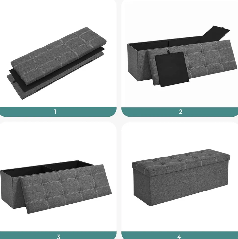 Hot SONGMICS Banc rangement 120L Gris Foncé