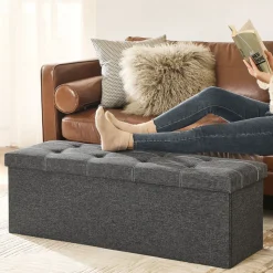 Hot SONGMICS Banc rangement 120L Gris Foncé