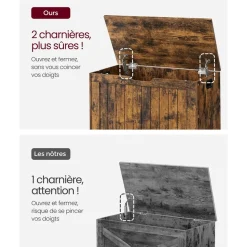 Clearance SONGMICS Banc rangement 120L Gris Foncé