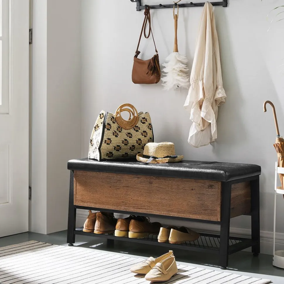 Sale SONGMICS Banc rangement marron noisette