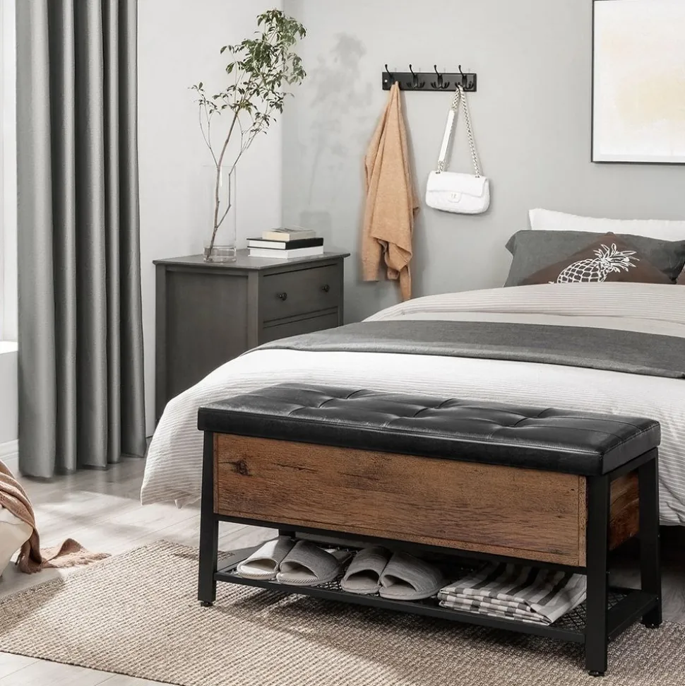 Sale SONGMICS Banc rangement marron noisette