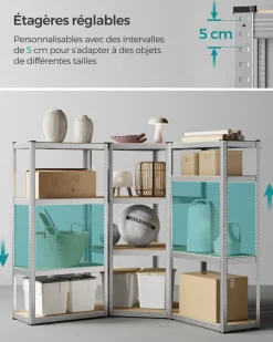 Online SONGMICS Bibliothèque à 6 niveaux porte imitation rotin beige chêne et blanc perle