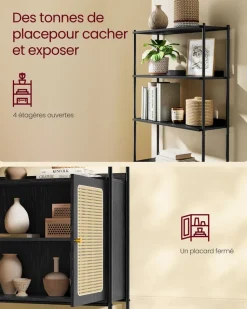 Outlet SONGMICS Bibliothèque à 4 niveaux tournante noir d'encre