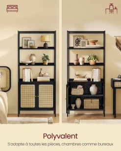 Outlet SONGMICS Bibliothèque à 4 niveaux tournante noir d'encre