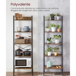 Online SONGMICS Bibliothèque 5 niveaux industriel Brun Vintage Noir