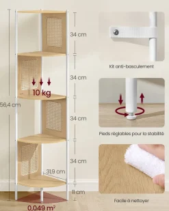 Clearance SONGMICS Bibliothèque arbre avec étagères à 5 niveaux blanc nuage