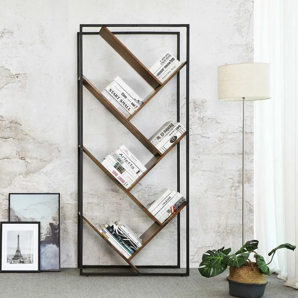 Best Sale SONGMICS Bibliothèque arbre industriel Marron Rustique