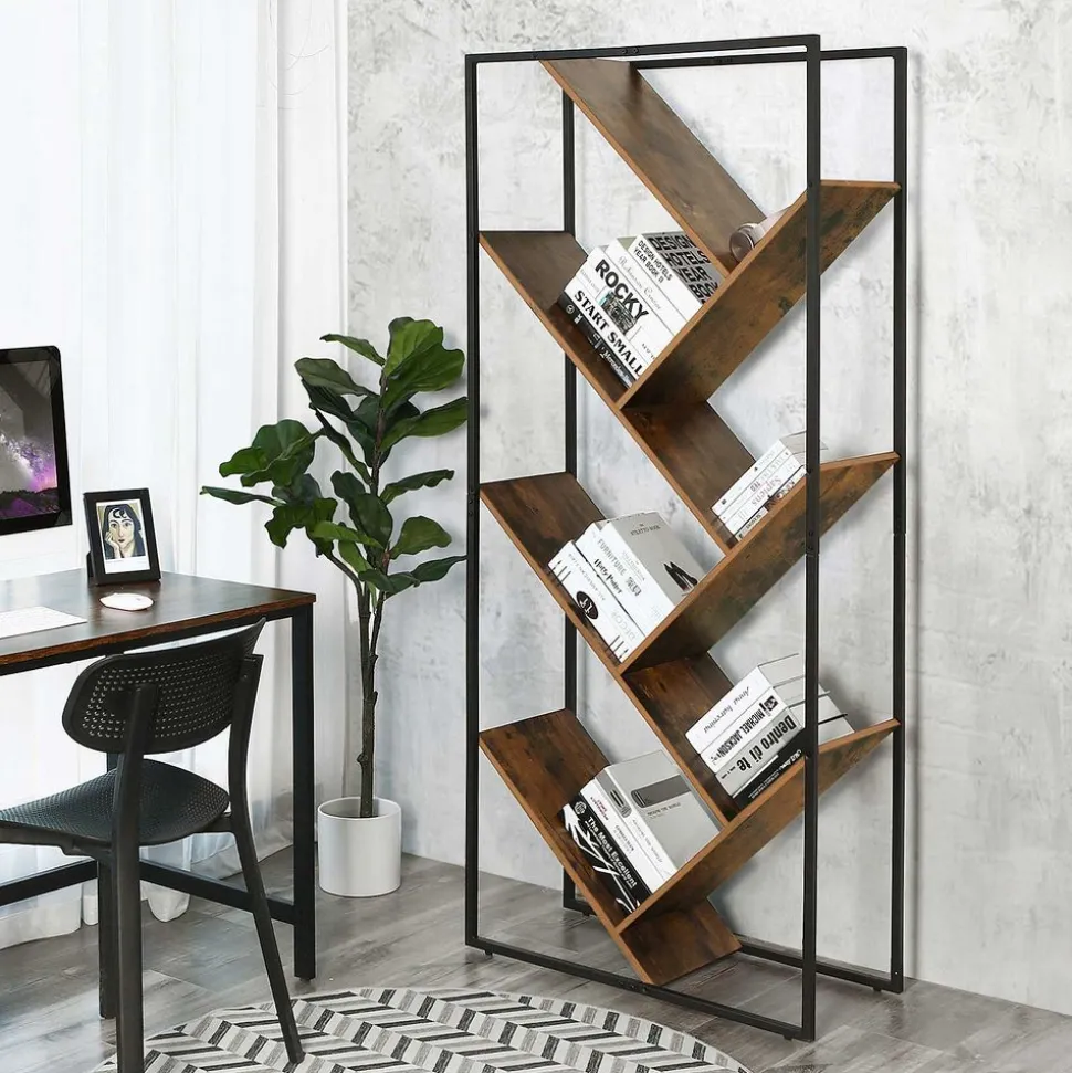 Best Sale SONGMICS Bibliothèque arbre industriel Marron Rustique