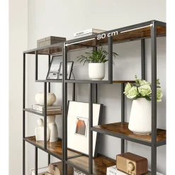 Clearance SONGMICS Bibliothèque led à 6 niveaux en acier 30,3 x 60 x 178,6 cm noir boisé