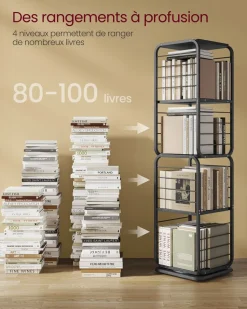 Shop SONGMICS Bibliothèque verticale à 6 niveaux avec porte structure en métal 24 x 40 x 1595 cm noir boisé et noir d’encre