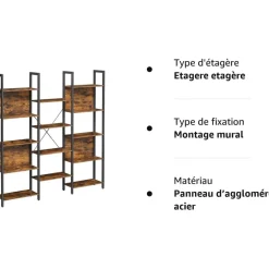 Fashion SONGMICS Bibliothèque zigzag blanc