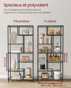 Best SONGMICS Bibliothèque zigzag rustique Brun Vintage Noir