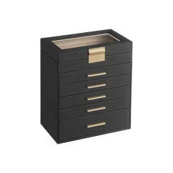 Clearance SONGMICS Boîte à bijoux à 6 niveaux blanc nuage et doré