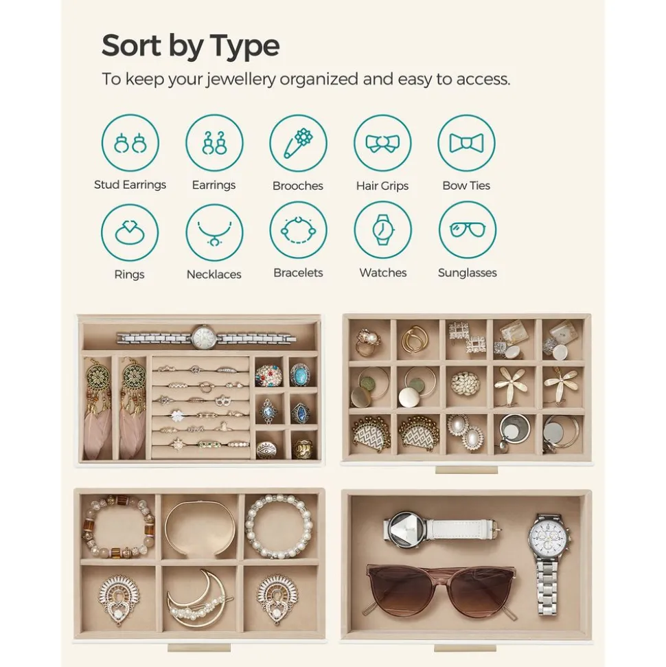 Shop SONGMICS Boîte à bijoux 4 niveaux