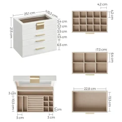 Shop SONGMICS Boîte à bijoux 4 niveaux