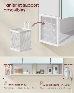 Outlet SONGMICS Boîte à bijoux 2 niveaux noir Blanc