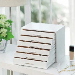 Best SONGMICS Boîte à bijoux 6 tiroirs Blanc