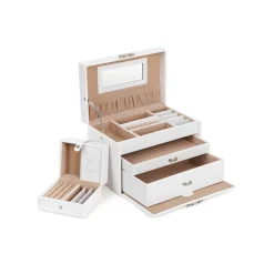 Cheap SONGMICS Boîte à bijoux arquée blanc beige