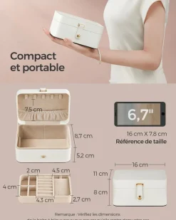 Store SONGMICS Boîte à bijoux blanc nuage