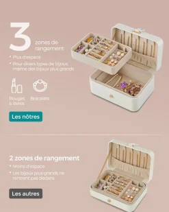 Store SONGMICS Boîte à bijoux blanc nuage