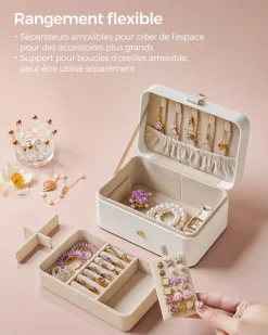 Store SONGMICS Boîte à bijoux blanc nuage
