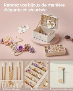 Store SONGMICS Boîte à bijoux blanc nuage