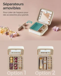 Cheap SONGMICS Boîte à bijoux de voyage blanc nuage