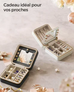 Cheap SONGMICS Boîte à bijoux de voyage blanc nuage