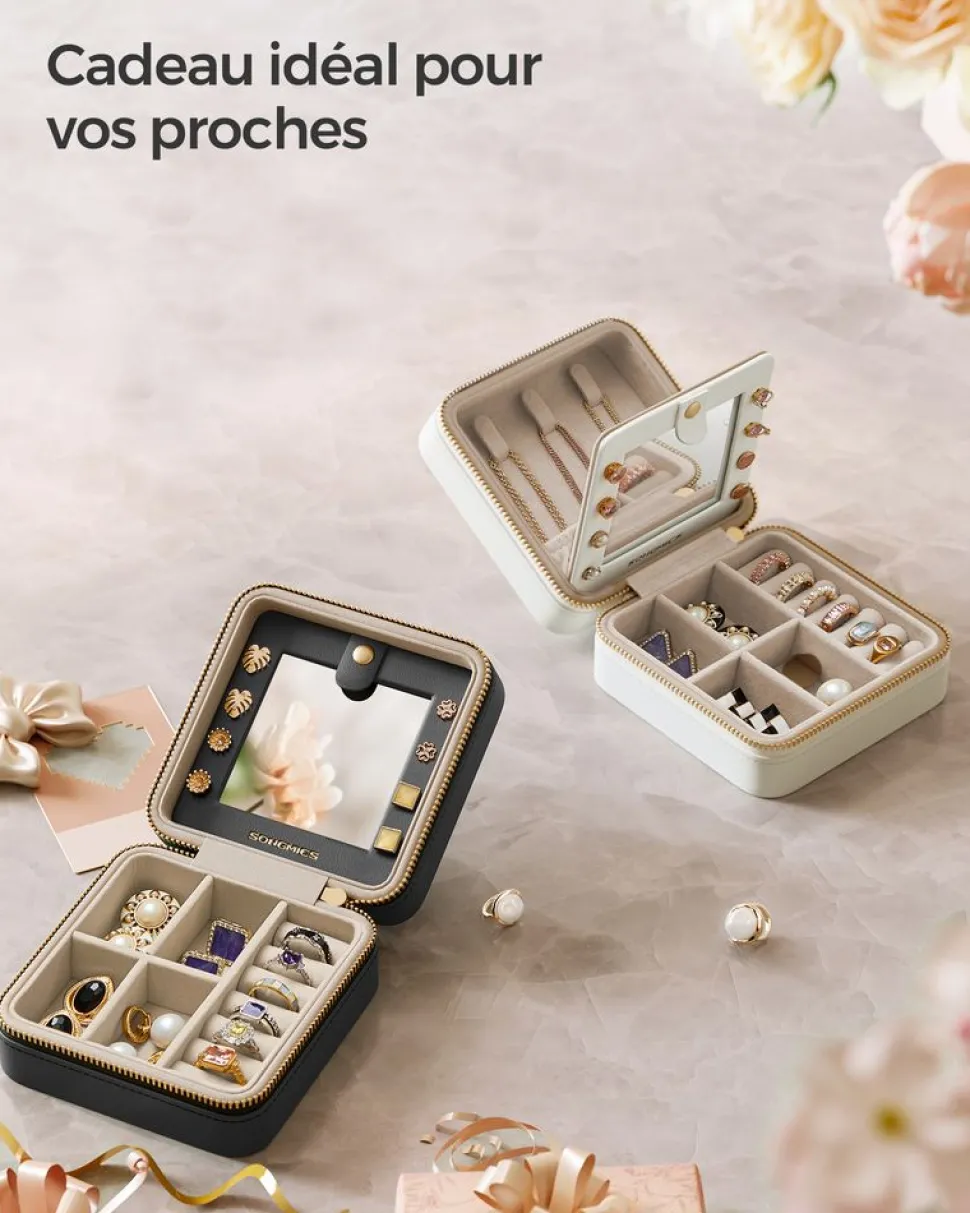 Cheap SONGMICS Boîte à bijoux de voyage blanc nuage
