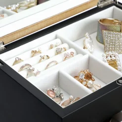 Cheap SONGMICS Boîte à bijoux effet boisé noir