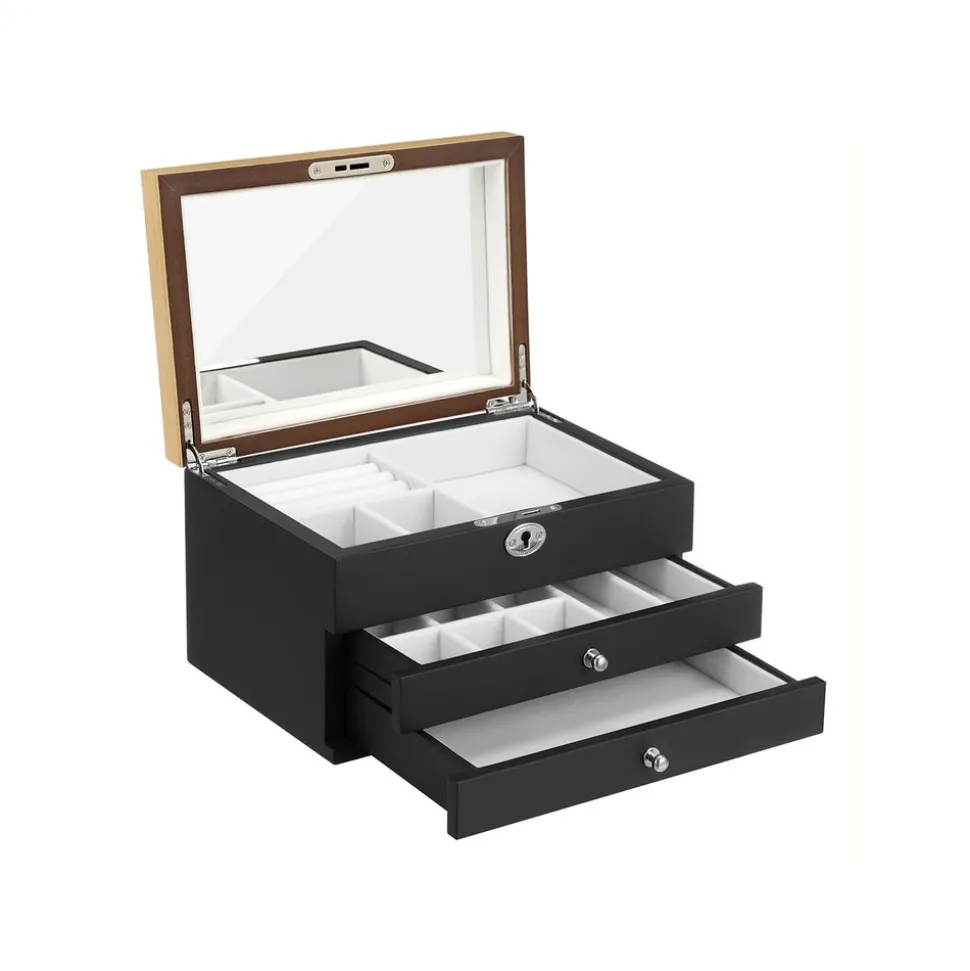 Cheap SONGMICS Boîte à bijoux effet boisé noir