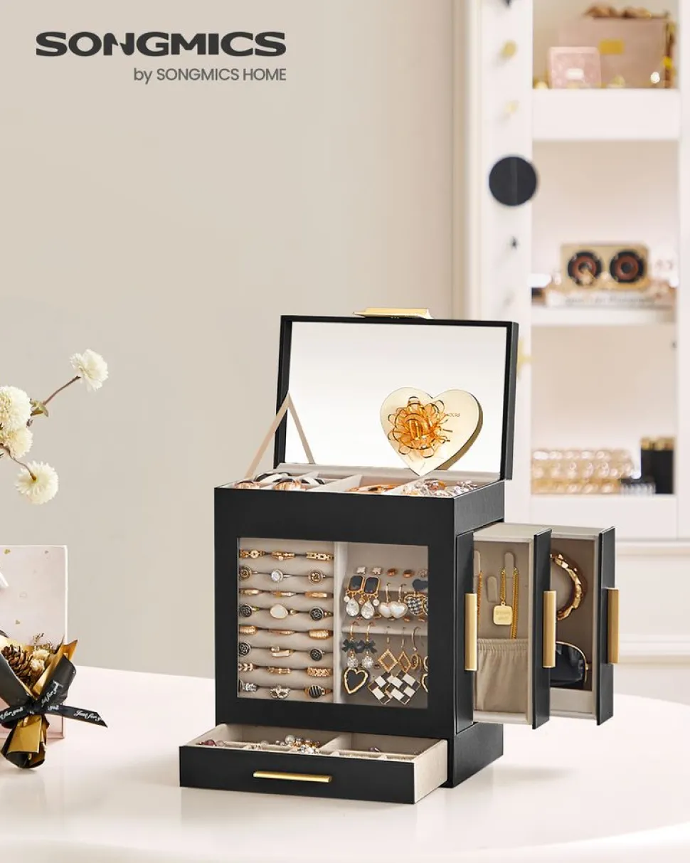 Cheap SONGMICS Boîte à bijoux moderne noir d'encre