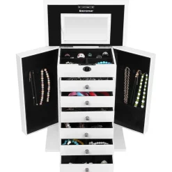 Fashion SONGMICS Boîte à bijoux XXL Blanc