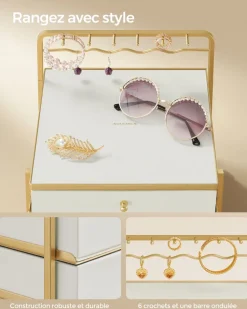 Shop SONGMICS Boîte à montre 9,8 x 21,2 x 8,7 cm noir d’encre