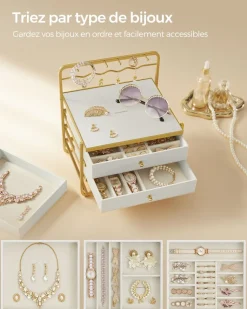 Shop SONGMICS Boîte à montre 9,8 x 21,2 x 8,7 cm noir d’encre