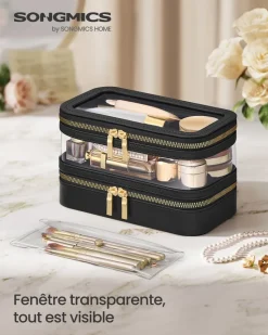 Fashion SONGMICS Boîte à montres 6 compartiments Couleur Noisette