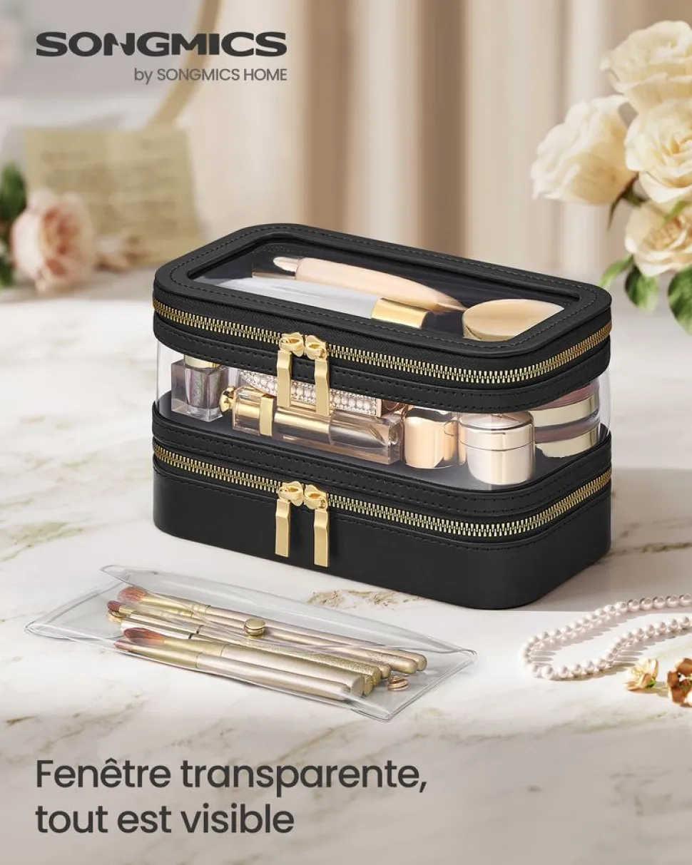 Fashion SONGMICS Boîte à montres 6 compartiments Couleur Noisette