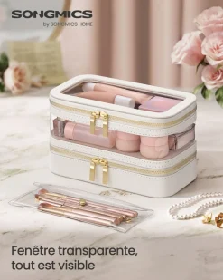 Fashion SONGMICS Boîte à montres 6 compartiments Couleur Noisette
