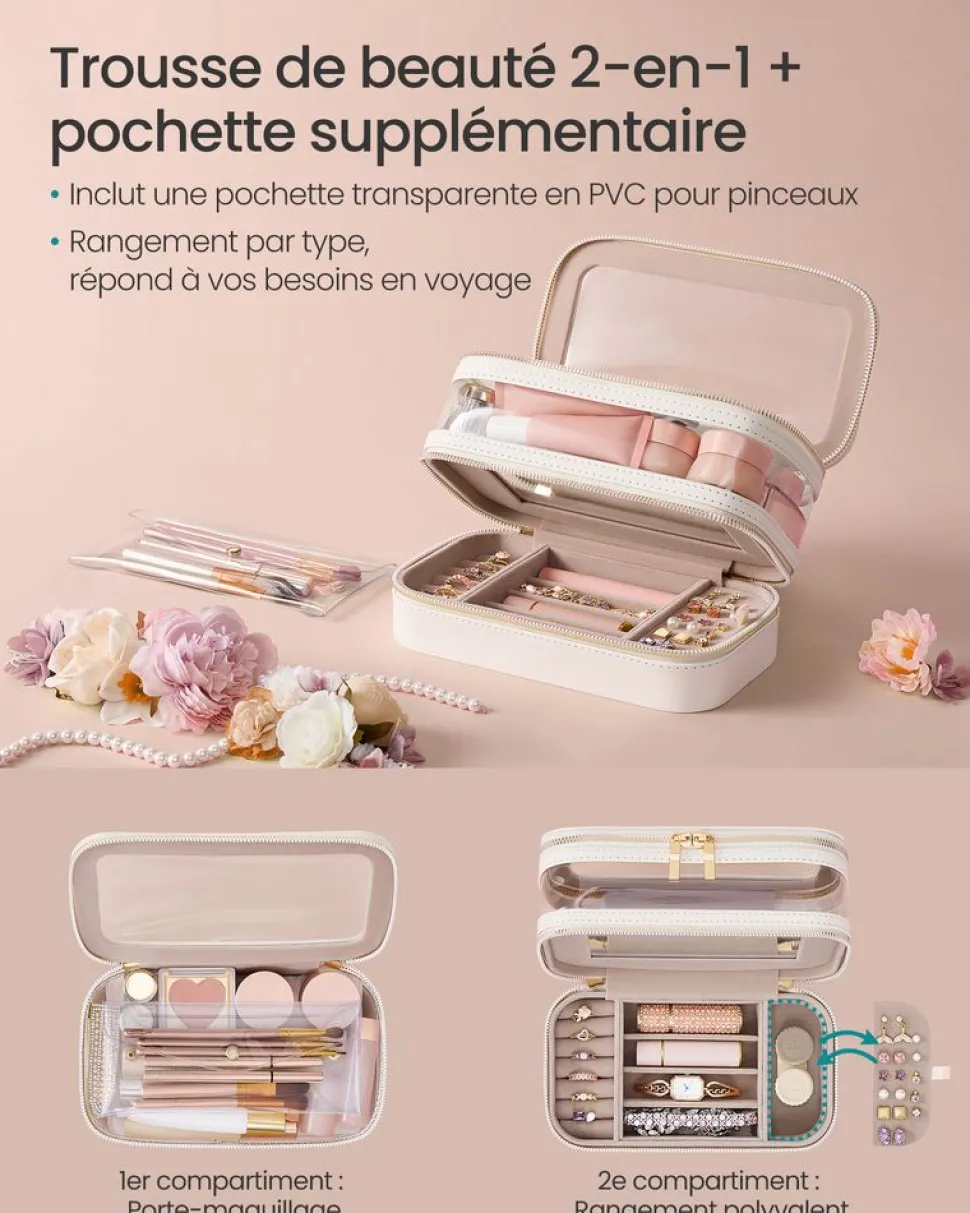 Fashion SONGMICS Boîte à montres 6 compartiments Couleur Noisette