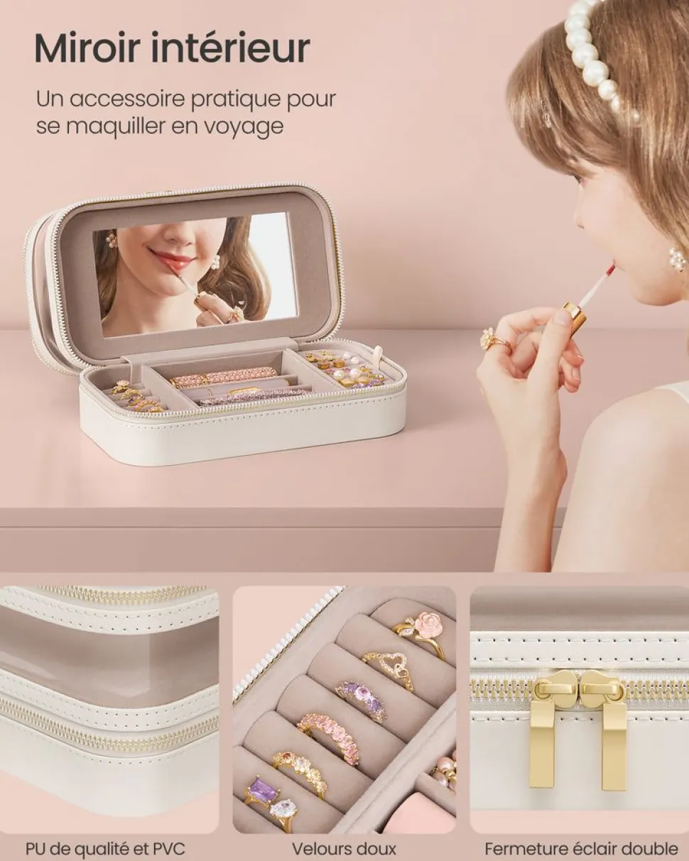 Fashion SONGMICS Boîte à montres 6 compartiments Couleur Noisette