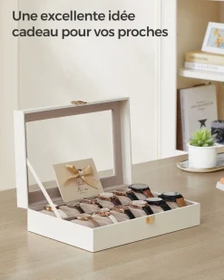 Shop SONGMICS Boîte à montres noir et gris verdâtre