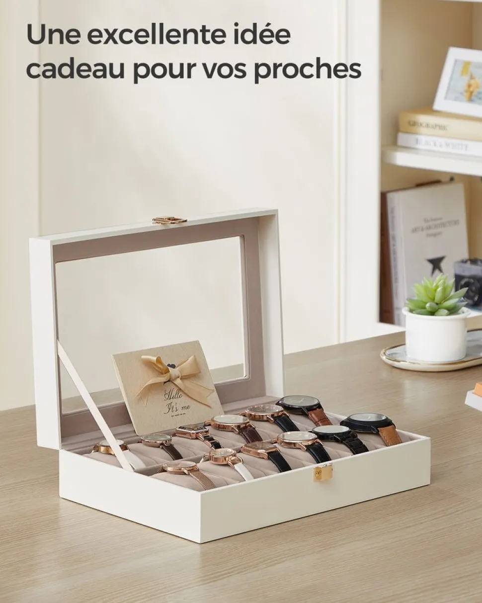 Shop SONGMICS Boîte à montres noir et gris verdâtre